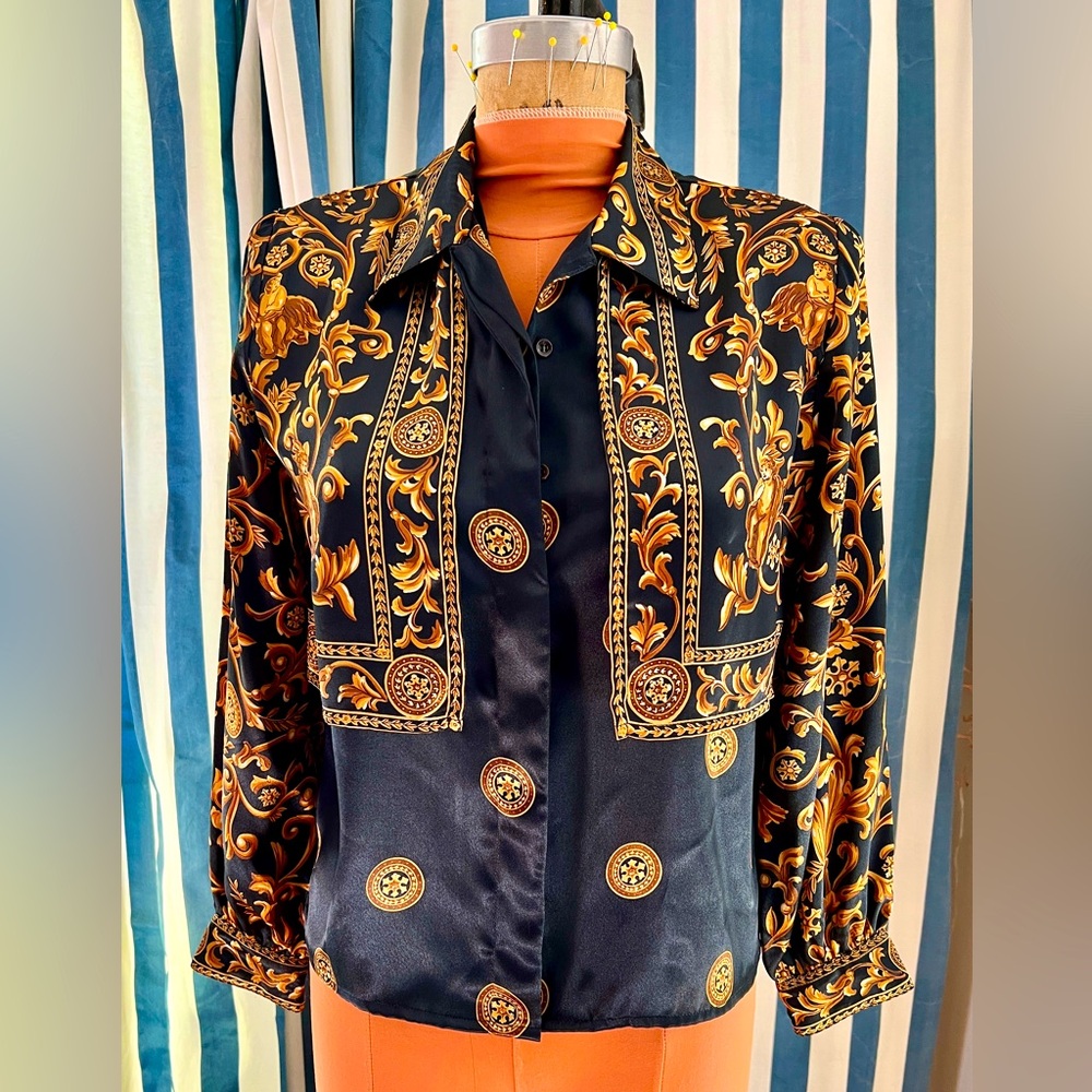 Vintage Versace type knock off blouse 80s / early 90s